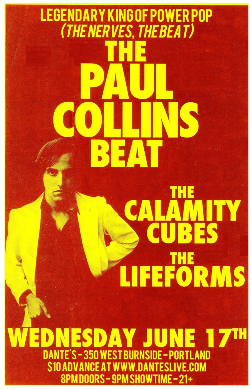 Image 0 of Collins PAUL COLLINS BEAT 2015 Gig POSTER Portland Oregon Concert
