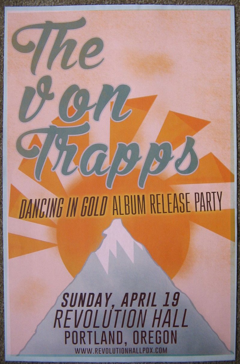 Image 0 of VON TRAPPS 2015 Gig POSTER Portland Oregon Concert Dancing In Gold