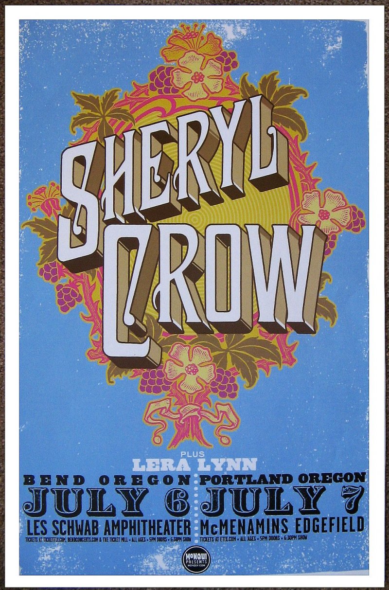 Image 0 of Crow SHERYL CROW 2015 POSTER Bend & Edgefield Portland Oregon Concert