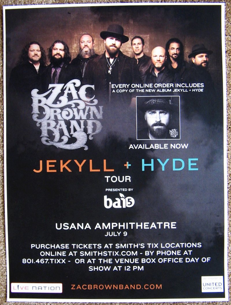 Image 0 of Brown ZAC BROWN BAND 2015 Gig POSTER Utah Concert