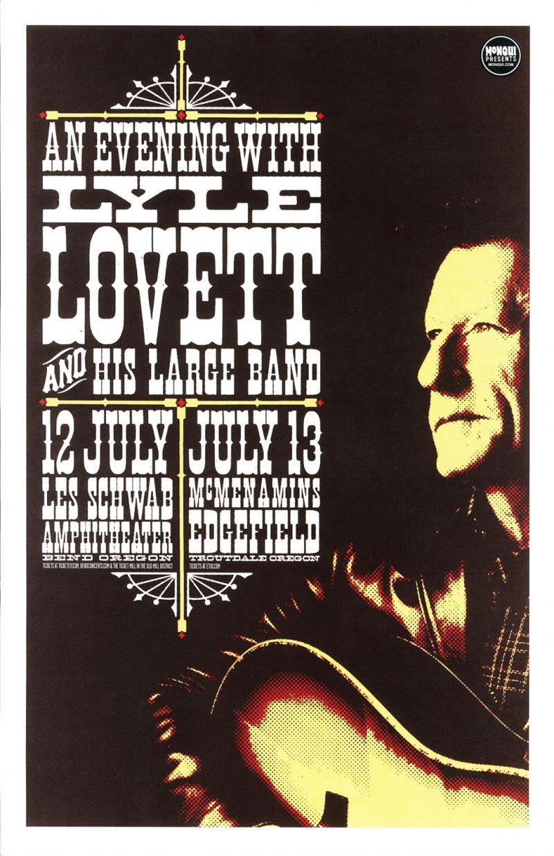 Image 0 of Lovett LYLE LOVETT 2015 Gig POSTER Bend & Edgefield Concert Portland Oregon