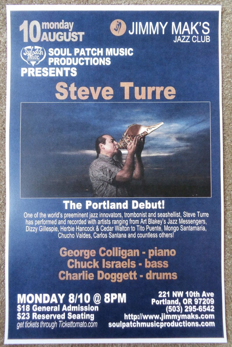 Image 0 of Turre STEVE TURRE 2015 Gig POSTER Portland Oregon Concert