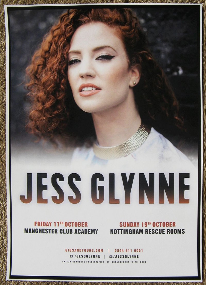 Glynne JESS GLYNNE 2014 Gig POSTER United Kingdom Concert Manchester Nottingham