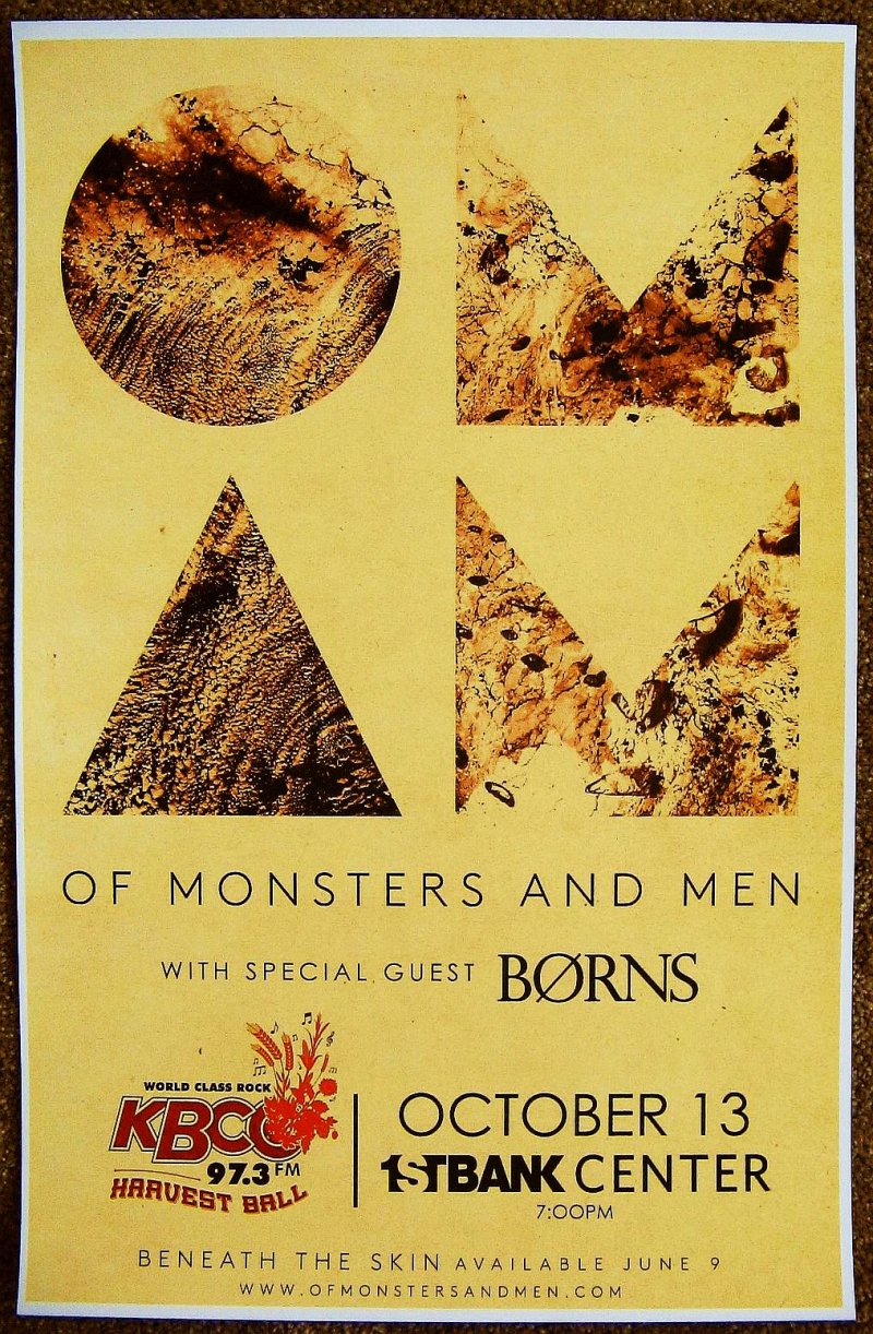 Image 0 of OF MONSTERS AND MEN 2015 Gig POSTER Broomfield Concert Colorado