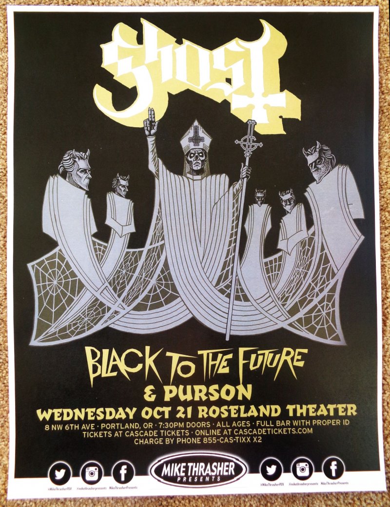 GHOST BC 2015 Gig POSTER Portland Oregon Concert 