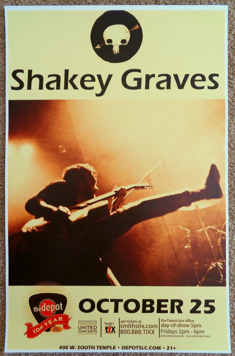 Image 0 of SHAKEY GRAVES 2015 Gig POSTER Utah Concert Salt Lake City