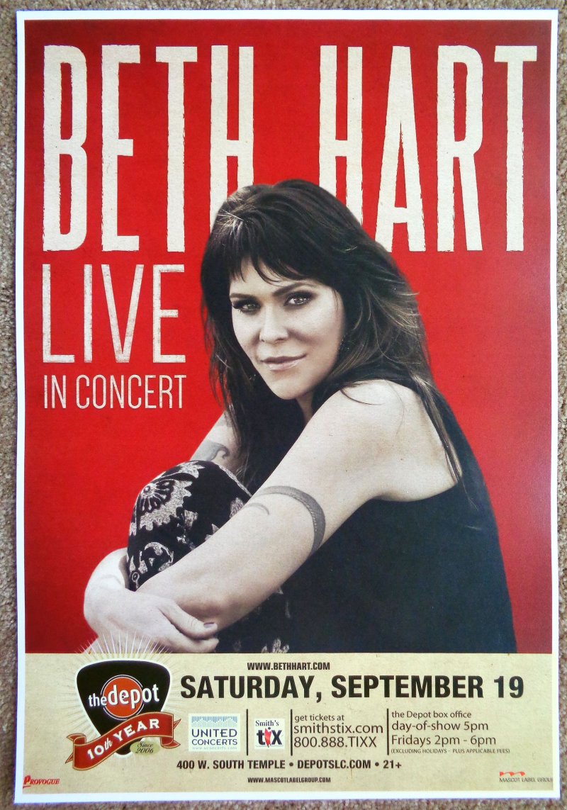 Image 0 of Hart BETH HART 2015 Gig POSTER Utah Concert Salt Lake City