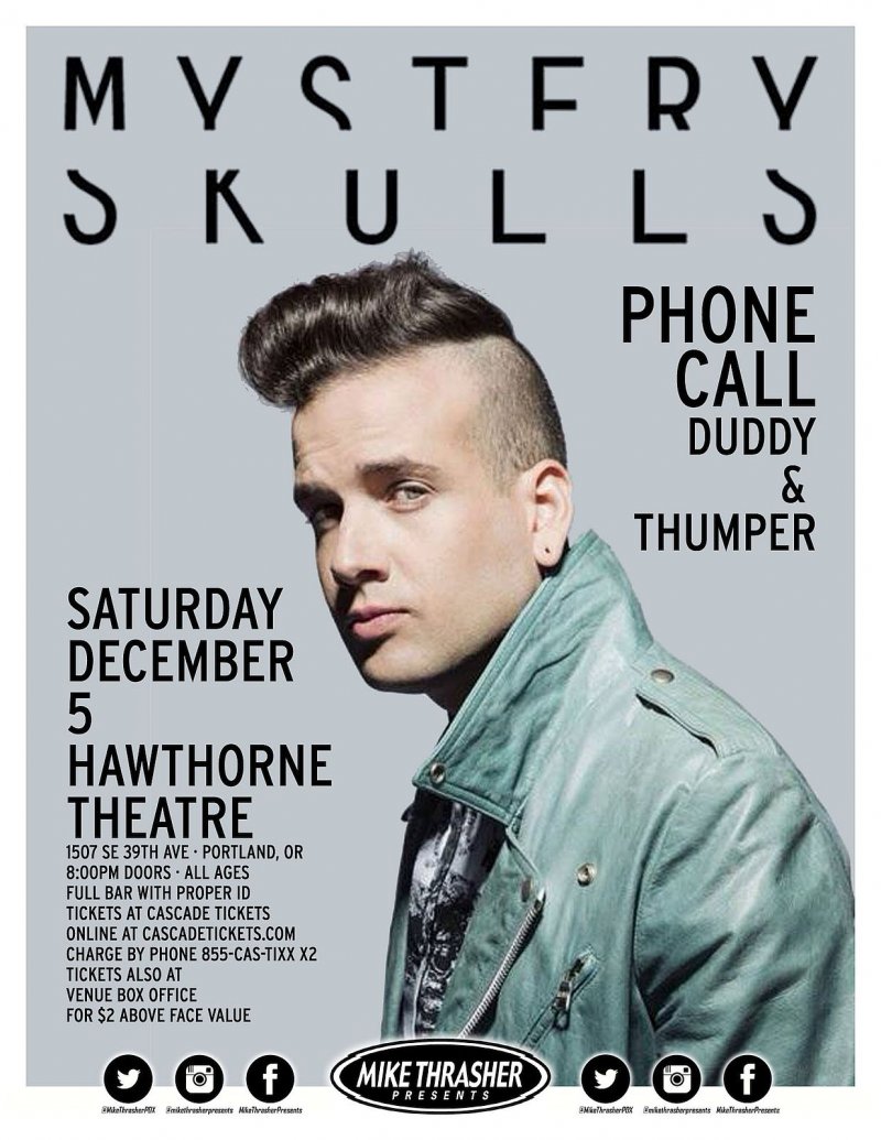 Image 0 of MYSTERY SKULLS 2015 Gig POSTER Portland Oregon Concert Luis Dubuc