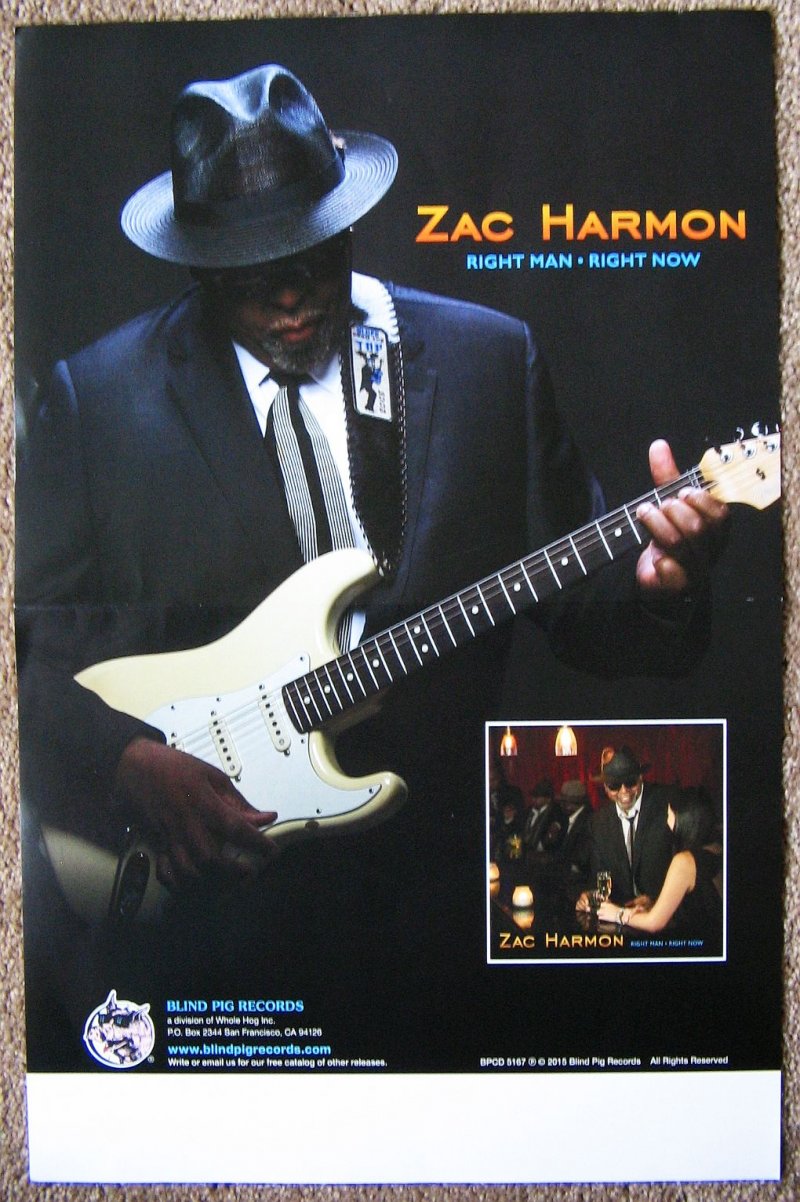 Harmon ZAC HARMON Album POSTER Right Man Right Now 2-Sided 11x17