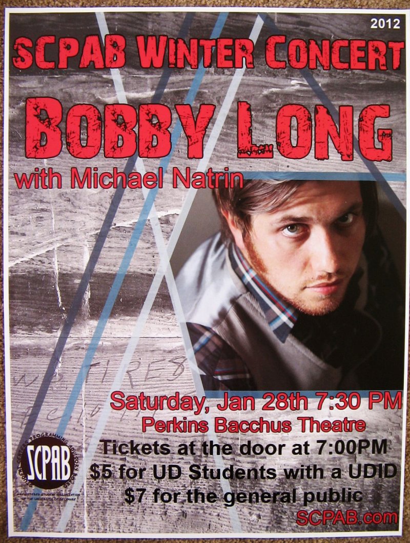 Image 0 of Long BOBBY LONG 2012 Gig POSTER Wilmington Delaware Concert