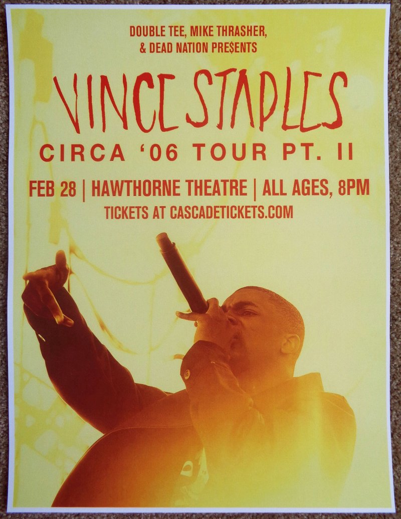 Image 0 of Staples VINCE STAPLES 2016 Gig POSTER Portland Oregon Concert