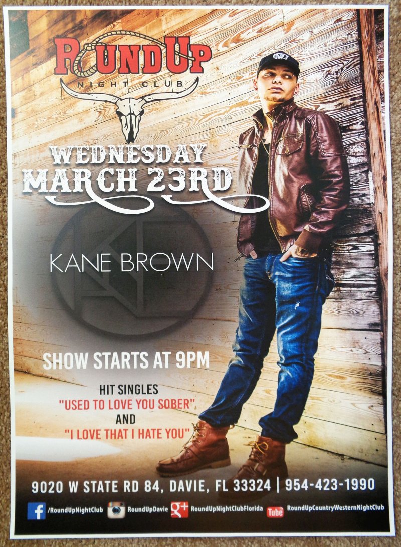 Image 0 of Brown KANE BROWN 2016 Gig POSTER Davie Florida Concert