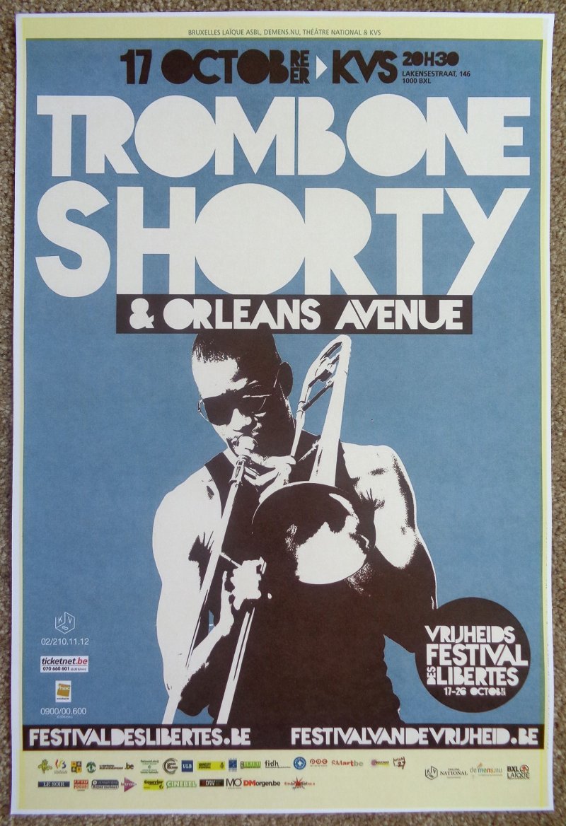 Image 0 of TROMBONE SHORTY 2013 Gig POSTER Brussels Concert Belgium ORLEANS AVENUE