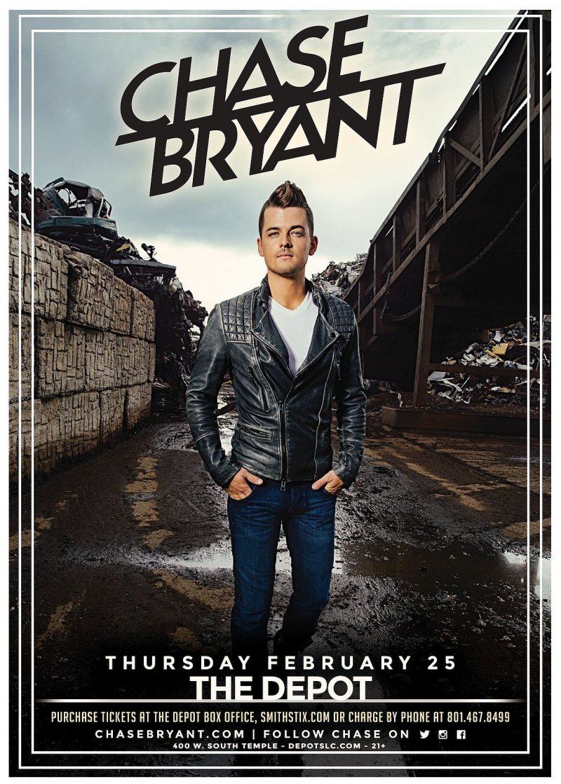 Image 0 of Bryant CHASE BRYANT 2016 Gig POSTER Salt Lake City Concert Utah