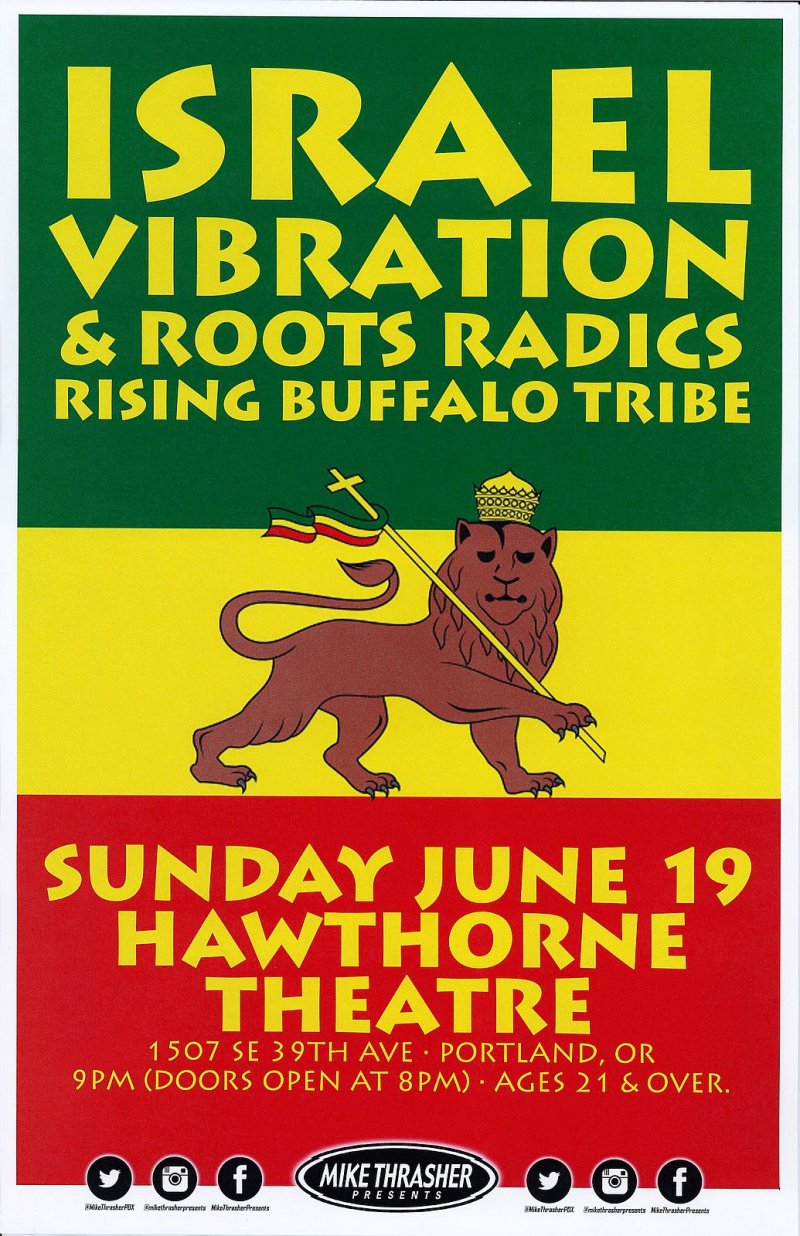 ISRAEL VIBRATION 2016 Gig POSTER Portland Oregon Concert Reggae