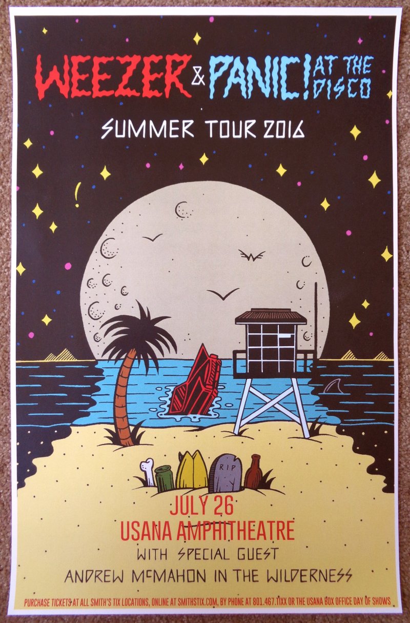 Image 0 of WEEZER & PANIC AT THE DISCO 2016 Gig POSTER Salt Lake City Concert Utah