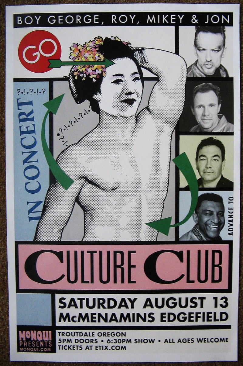 Image 0 of CULTURE CLUB 2016 BOY GEORGE Gig POSTER Edgefield Portland Oregon Concert VERS 2