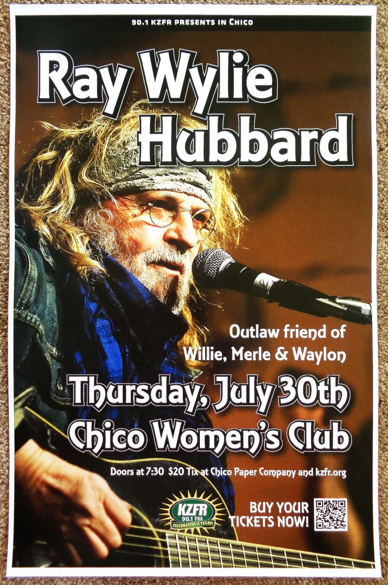 Hubbard RAY WYLIE HUBBARD 2015 Gig POSTER Chico California Concert 