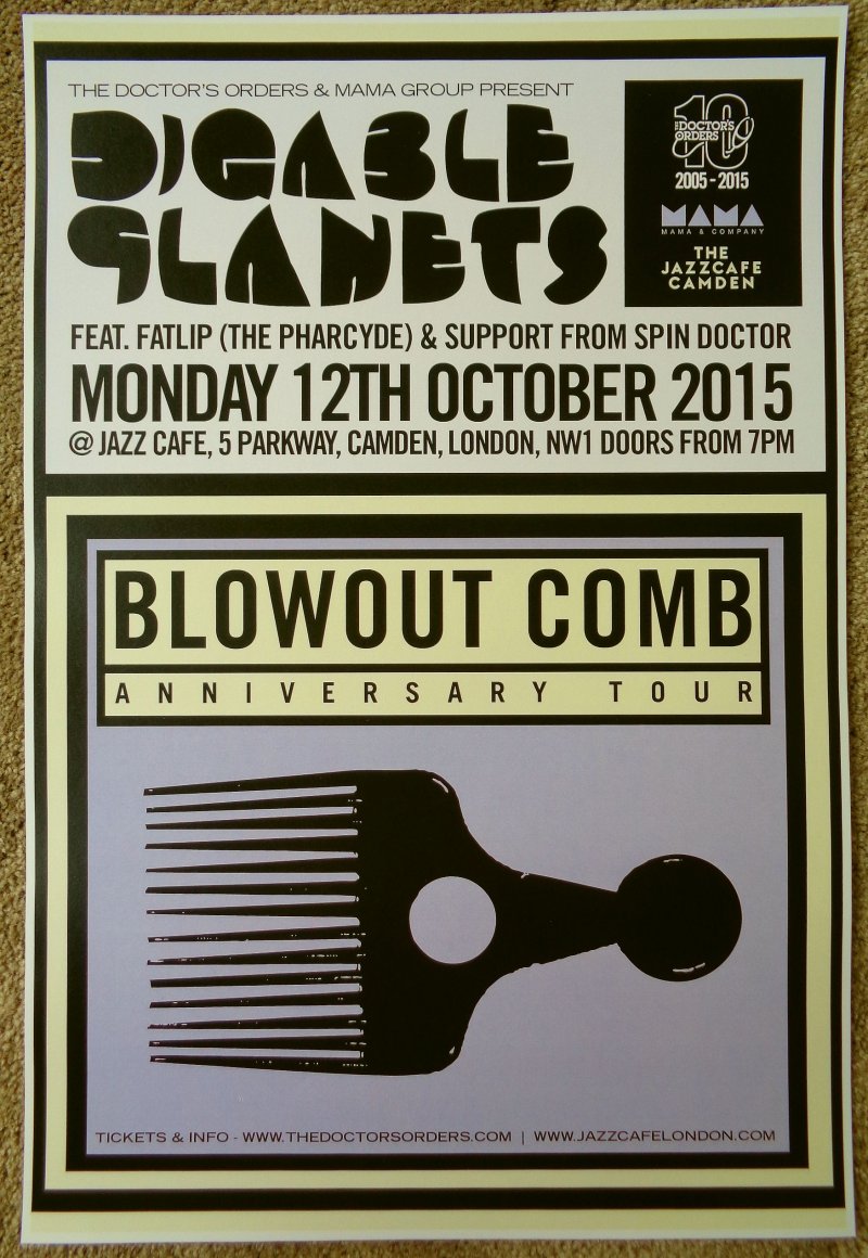 DIGABLE PLANETS 2015 Gig POSTER Camden London UK Concert Blowout Comb