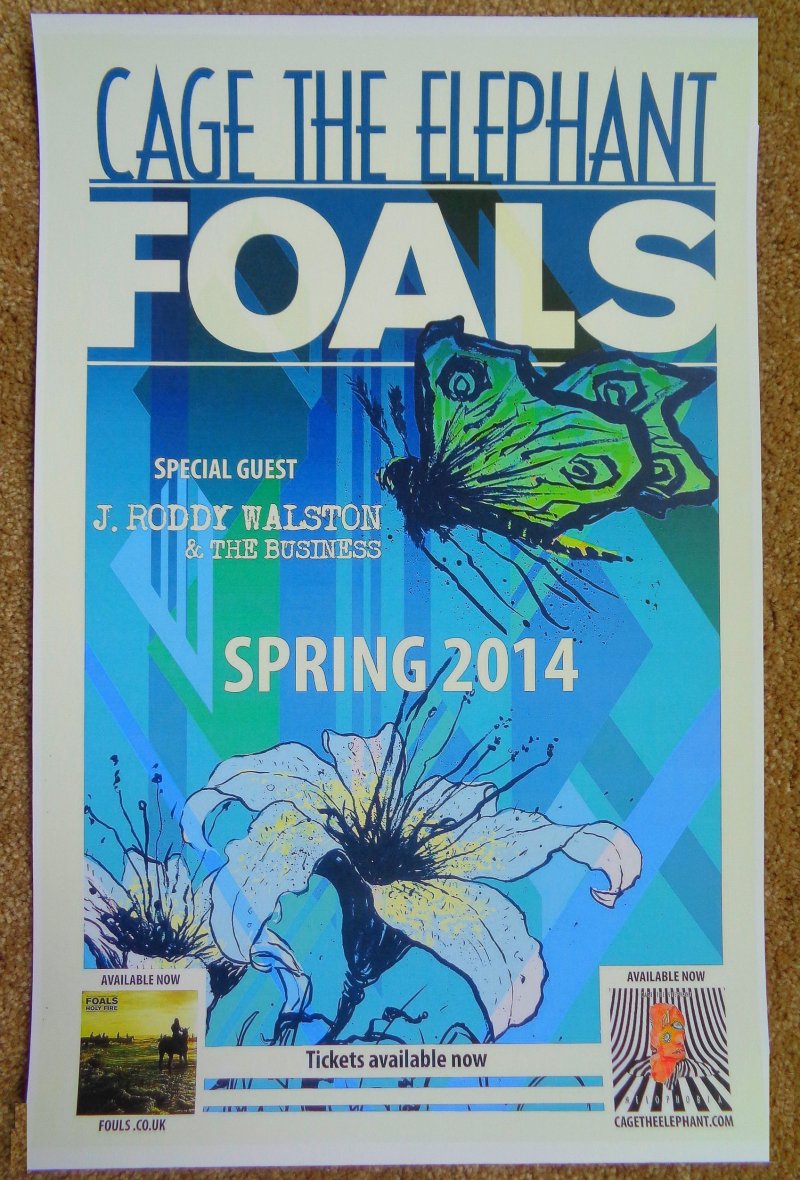 Image 0 of CAGE THE ELEPHANT / FOALS Tour POSTER Spring 2014 Gig Concert