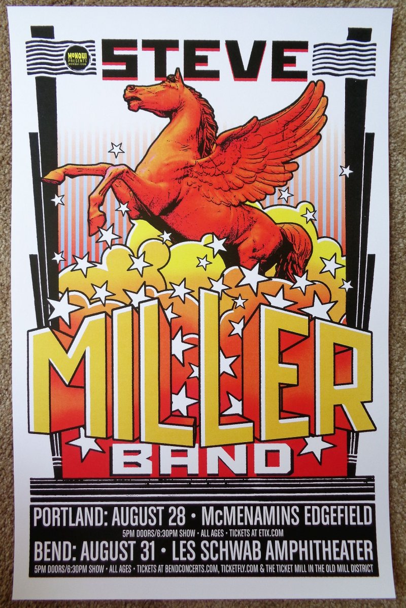 Image 0 of Miller STEVE MILLER BAND 2016 Gig POSTER Bend Edgefield Portland Oregon Concert