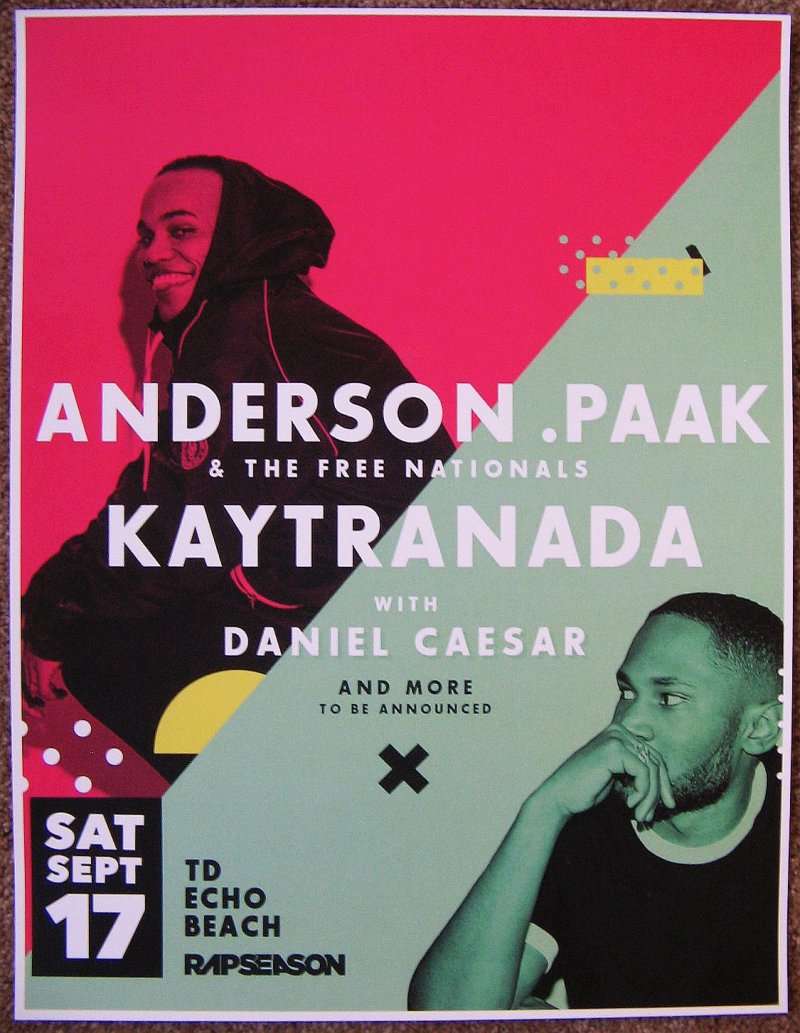 Image 0 of Paak ANDERSON .PAAK 2016 Gig POSTER Toronto Canada Concert THE FREE NATIONALS