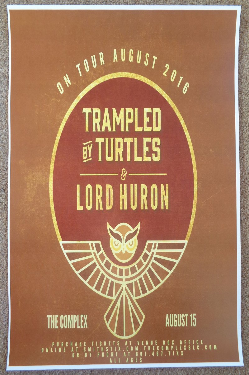Image 0 of TRAMPLED BY TURTLES & LORD HURON 2016 Gig POSTER Salt Lake City Concert Utah