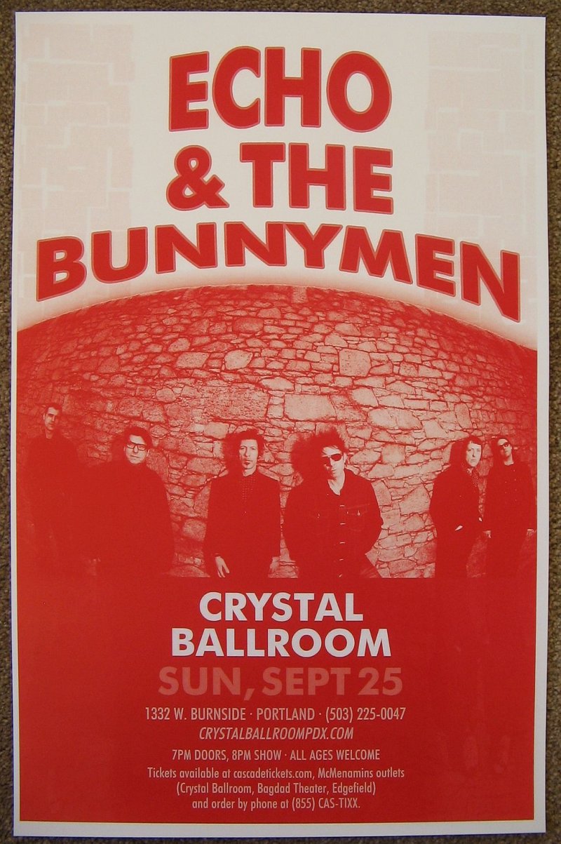 Image 0 of ECHO & THE BUNNYMEN 2016 Gig POSTER Portland Oregon Concert