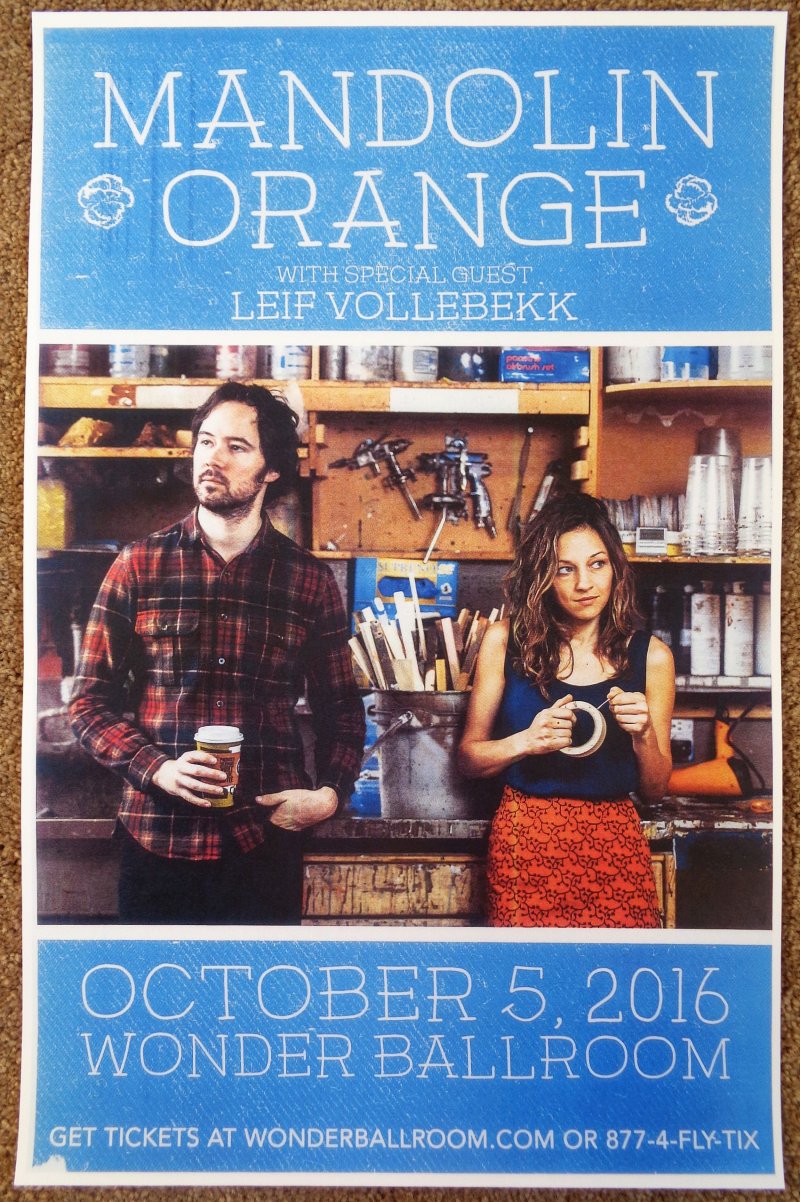 Image 0 of MANDOLIN ORANGE 2016 Gig POSTER Portland Oregon Concert