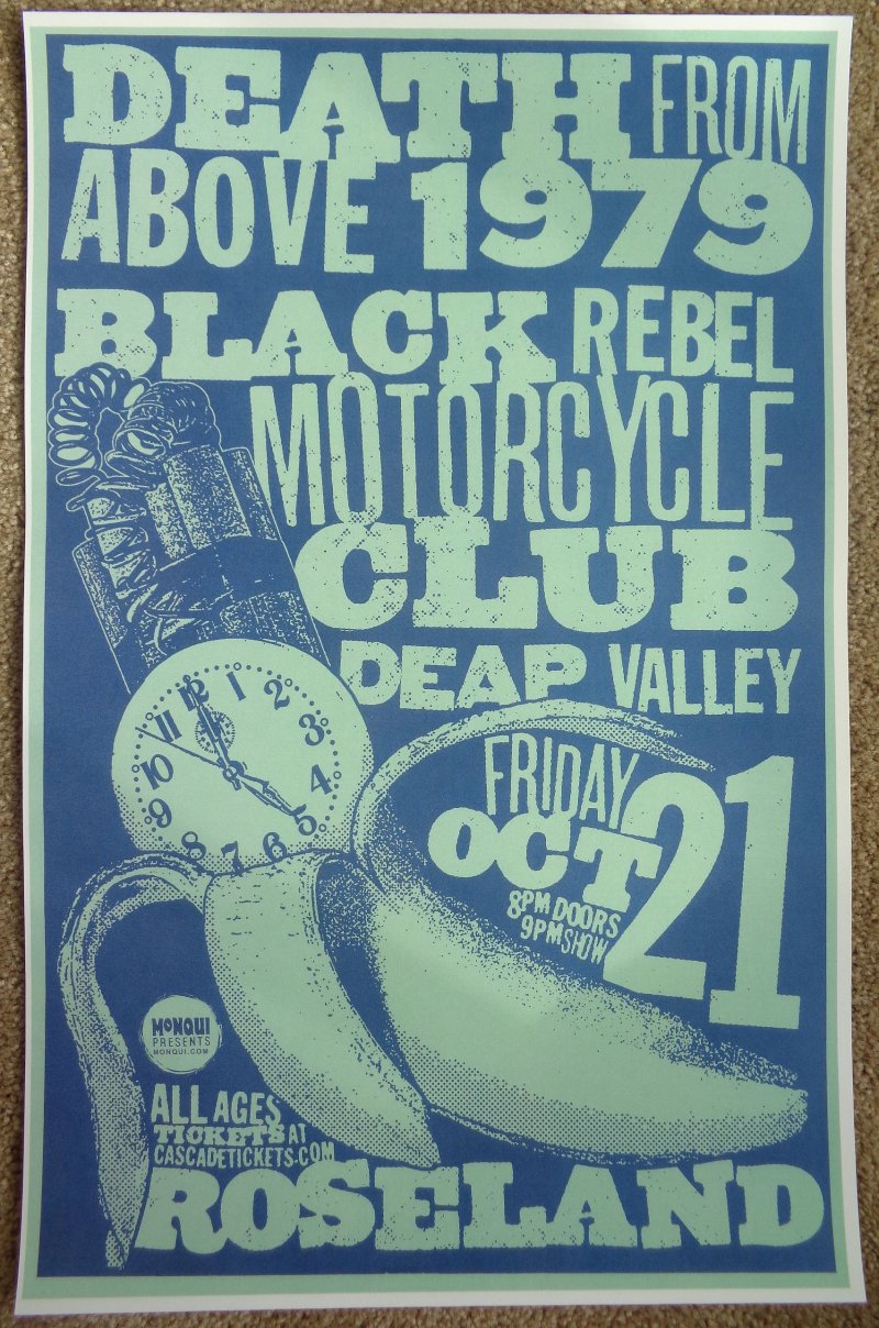 Image 0 of DEATH FROM ABOVE 1979 Gig 2016 POSTER Portland Concert BLACK REBEL MOTORCYCLE