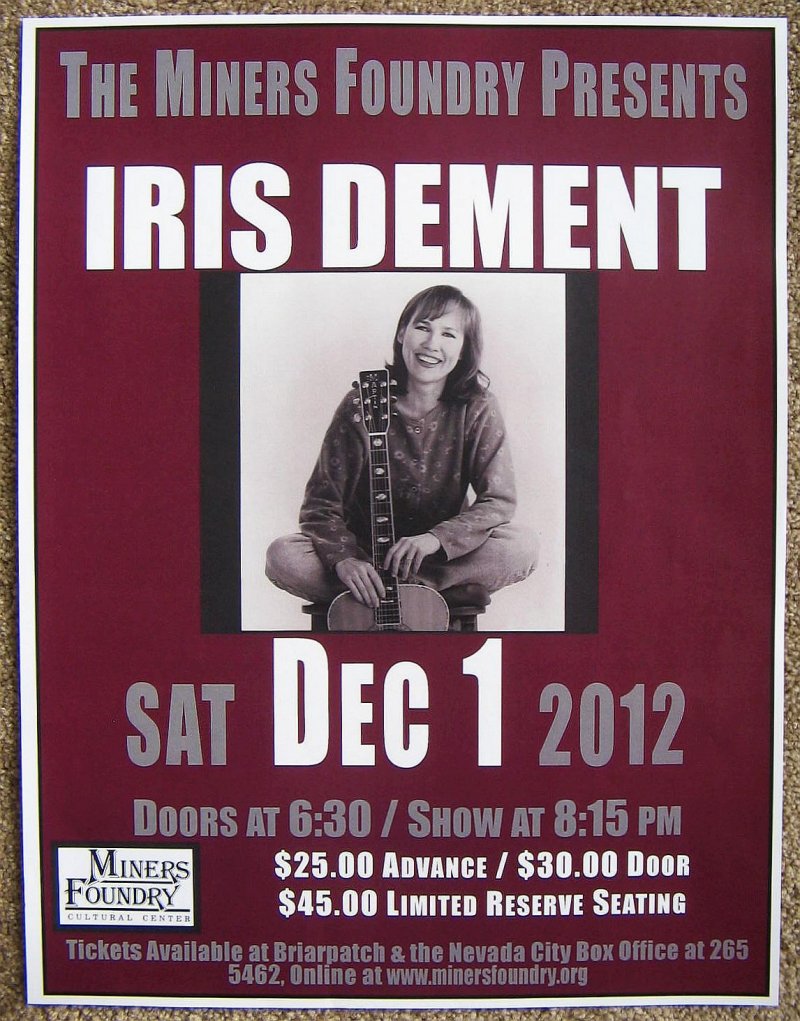 Image 0 of Dement IRIS DEMENT 2012 Gig POSTER Nevada City Concert California