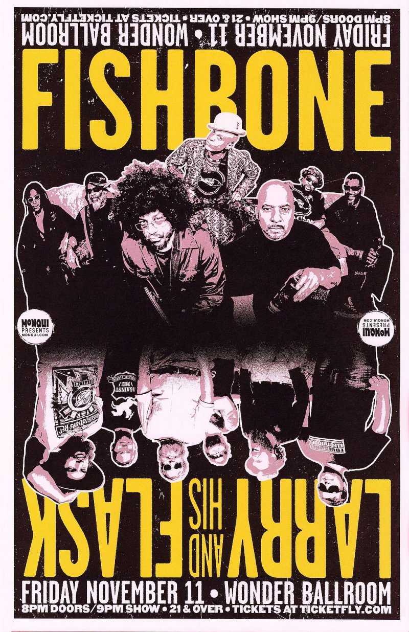 Image 0 of FISHBONE & LARRY AND HIS FLASK 2016 Gig POSTER Portland Oregon Concert