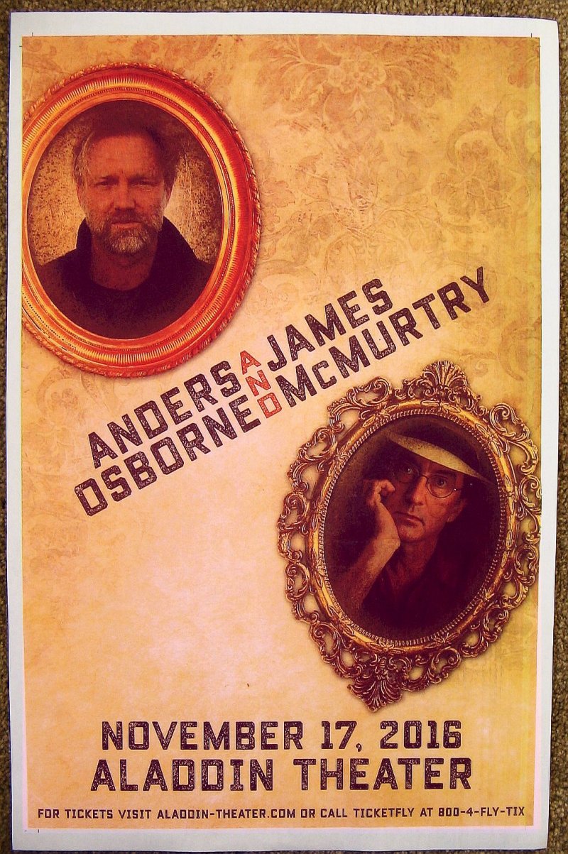 Image 0 of McMurtry JAMES McMURTRY & ANDERS OSBORNE 2016 Gig POSTER Portland Oregon Concert