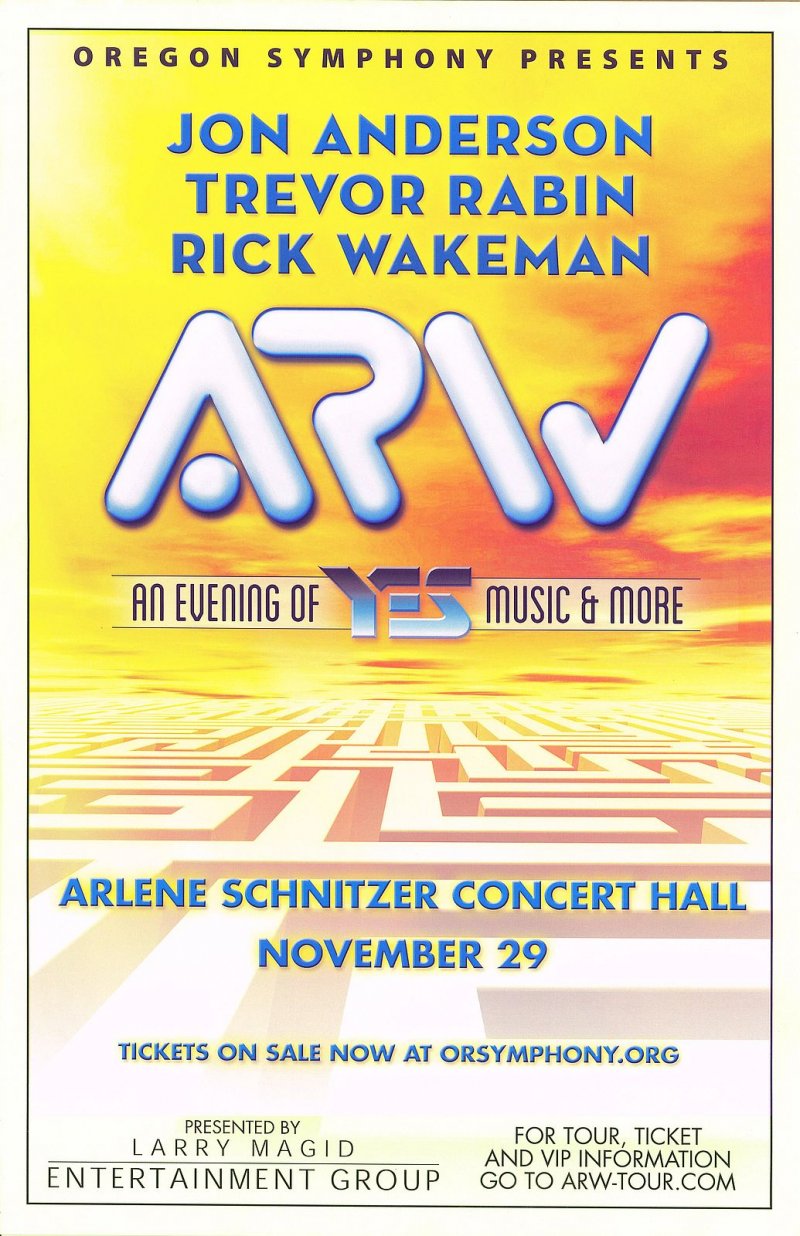 Image 0 of YES ARW 2016 Gig POSTER Portland Oreg Jon Anderson / Trevor Rabin / Rick Wakeman