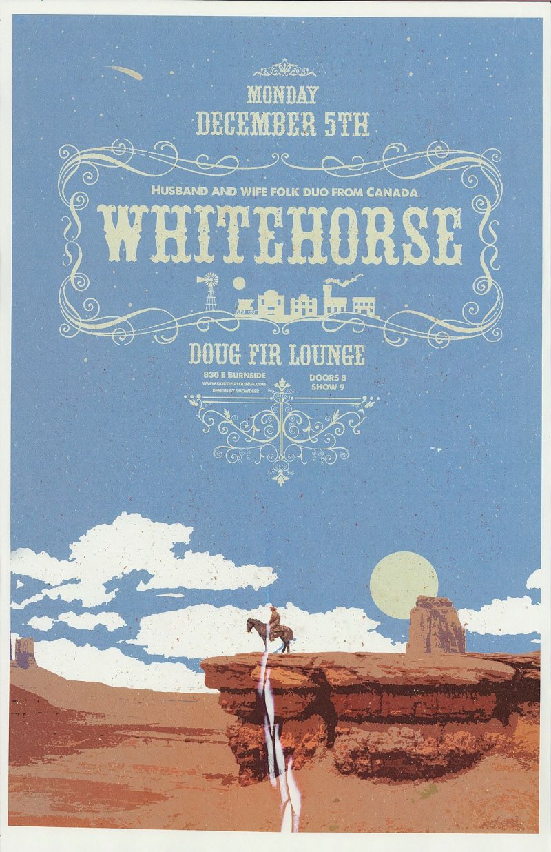 Image 0 of WHITEHORSE 2016 Gig POSTER Portland Oregon Concert Leave No Bridge Unturned