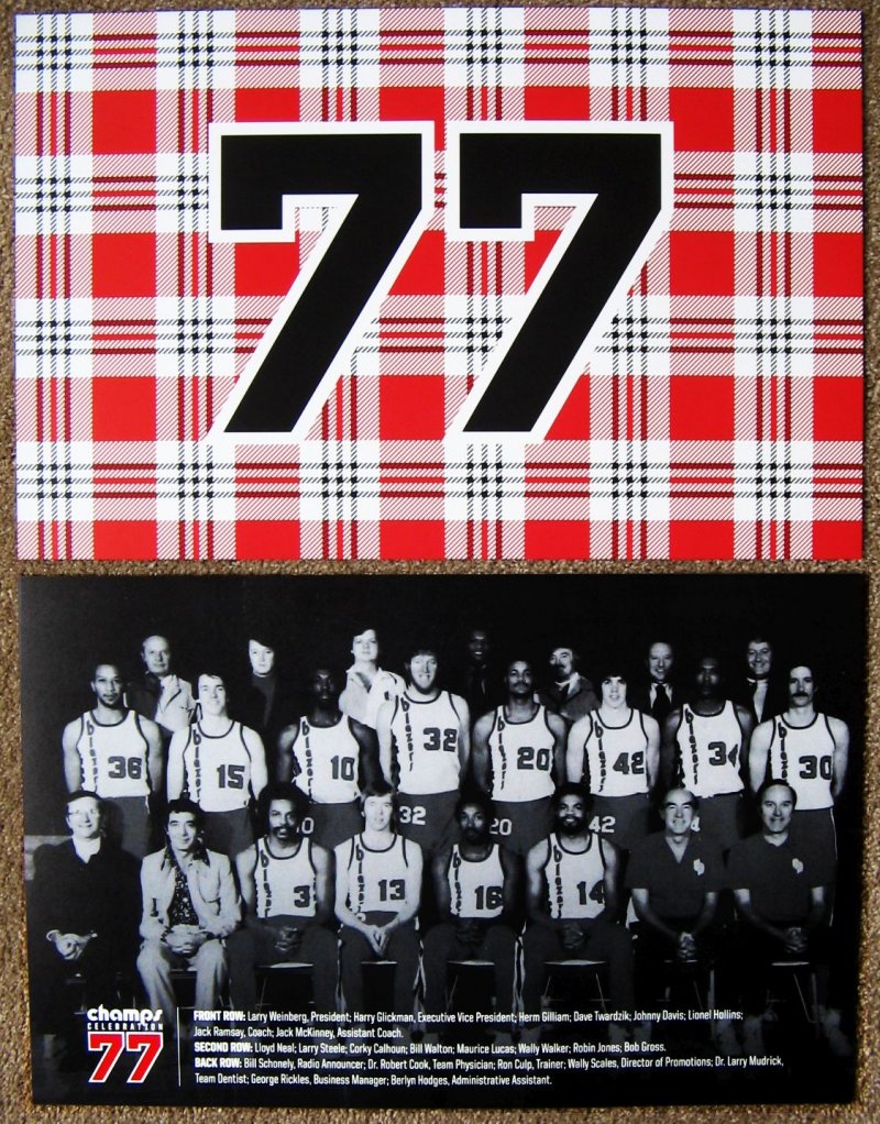 Portland Blazers Championship POSTER 1976-77 Reunion Handout Trailblazers SGA