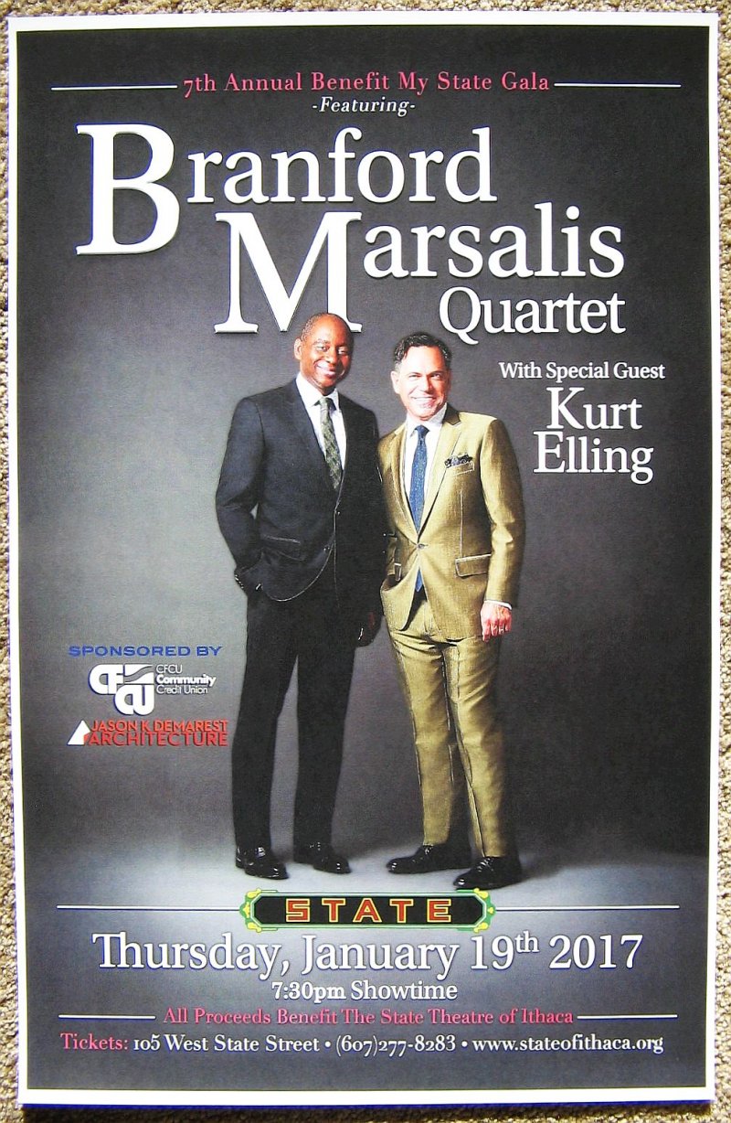 Image 0 of Marsalis BRANFORD MARSALIS & KURT ELLING 2017 POSTER Ithaca NY