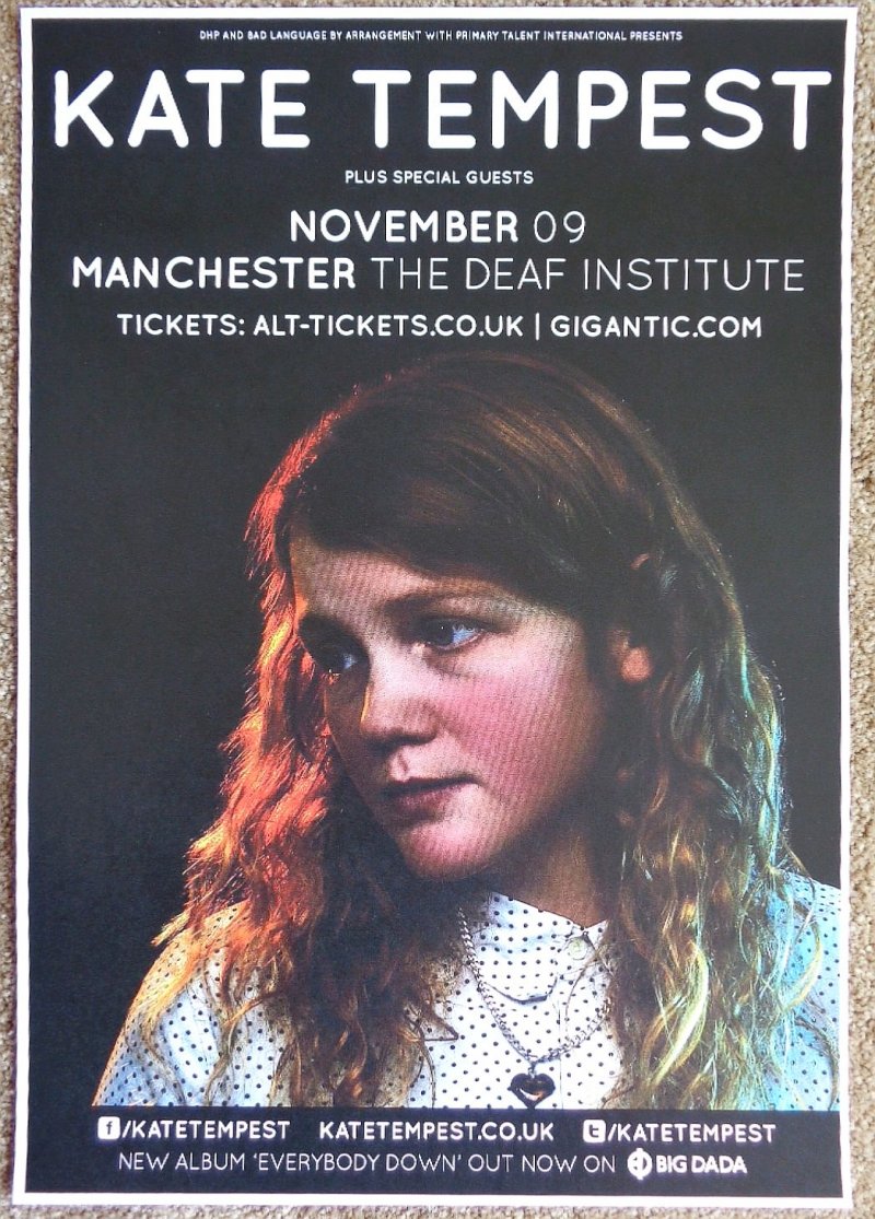 Image 0 of Tempest KATE TEMPEST 2014 Gig POSTER Manchester United Kingdom Concert