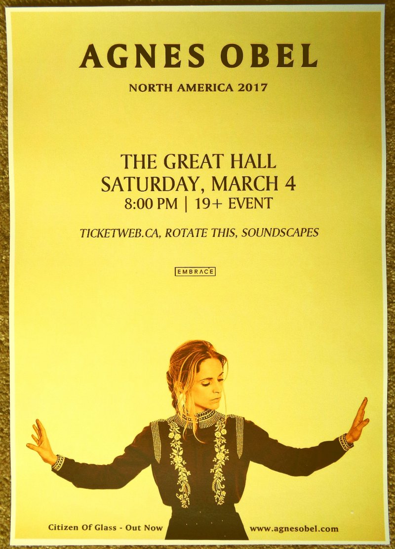 Image 0 of Obel AGNES OBEL 2017 Gig POSTER Toronto Concert Ontario Canada