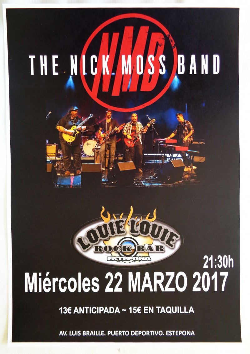 Moss NICK MOSS BAND 2017 Gig POSTER Spain Estepona Concert