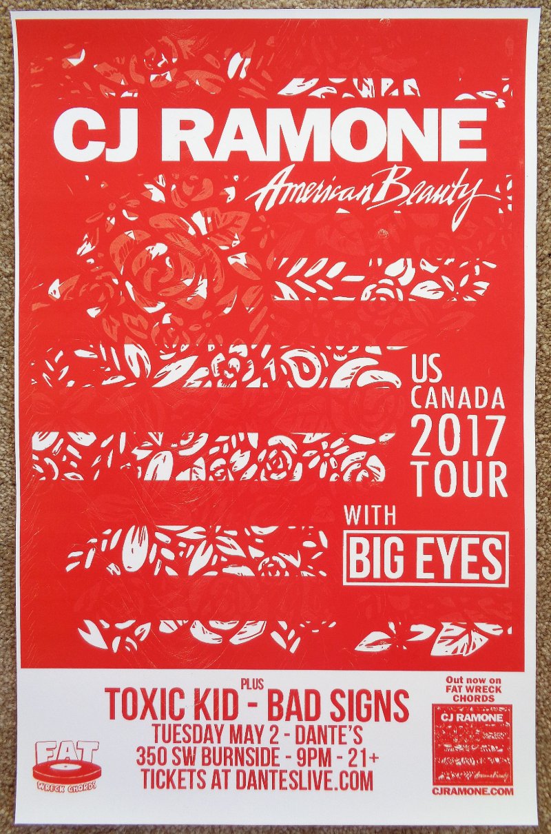 Image 0 of Ramone CJ RAMONE of RAMONES 2017 Gig POSTER Portland Oregon Concert