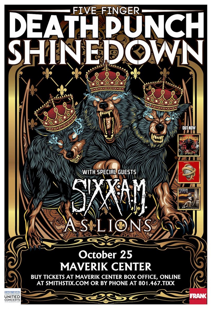 Image 0 of SHINEDOWN & FIVE FINGER DEATH PUNCH 2016 POSTER Gig Utah Concert Salt Lake City