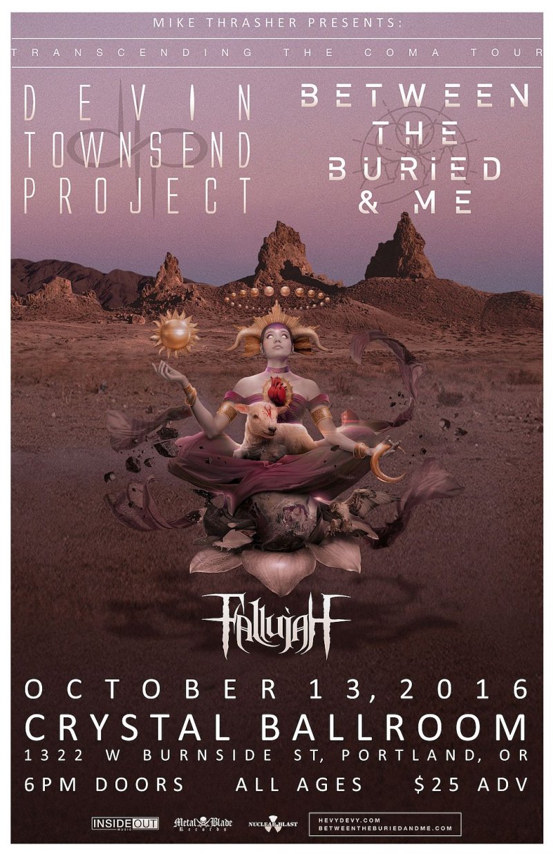 Image 0 of BETWEEN THE BURIED & ME 2016 Gig POSTER Portland Oregon DEVIN TOWNSEND Concert