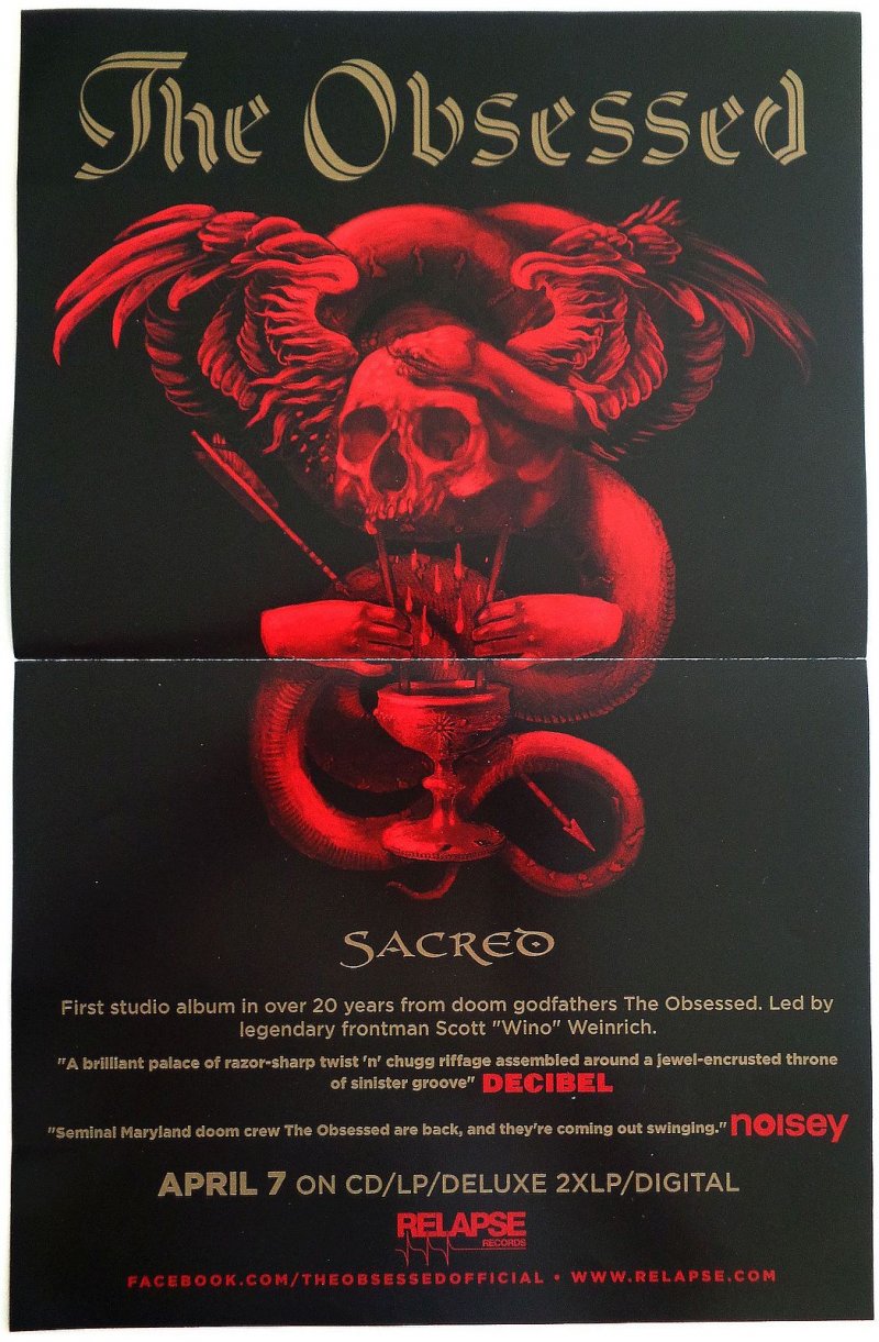 Image 1 of Obsessed THE OBSESSED Sacred POSTER 2-Sided 11x17 KREATOR 2017 Tour