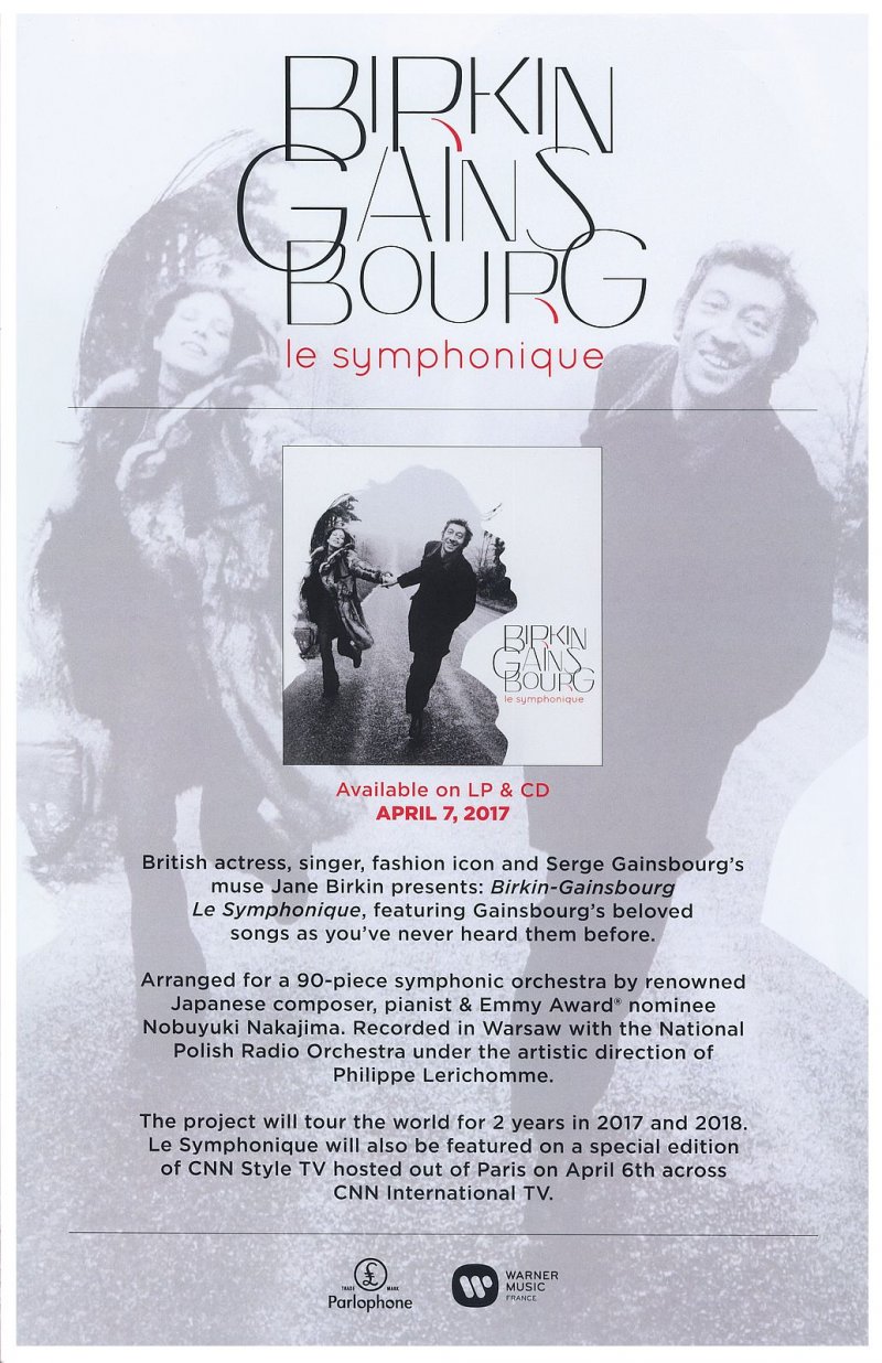 Image 0 of Birkin JANE BIRKIN GAINSBOURG Le Symphonique POSTER Serge Gainsbourg