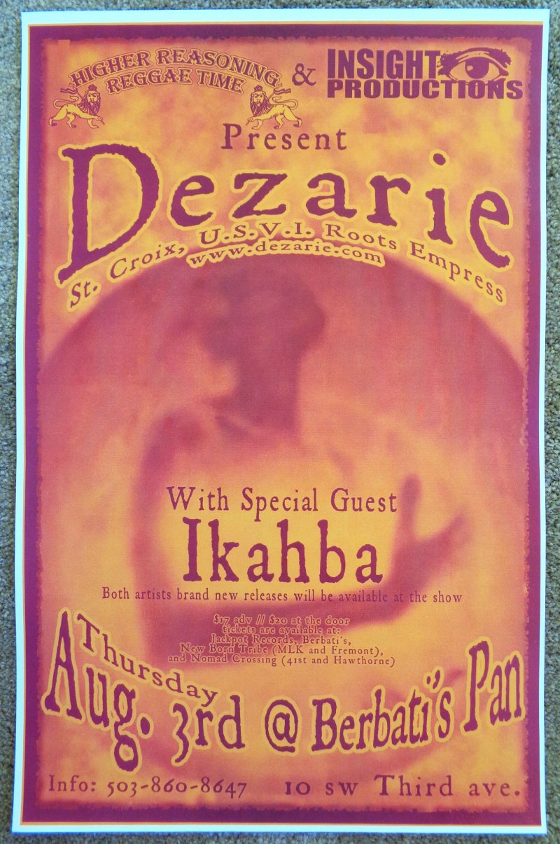 Image 0 of DEZARIE Gig POSTER Portland Oregon August 2006 Concert Reggae