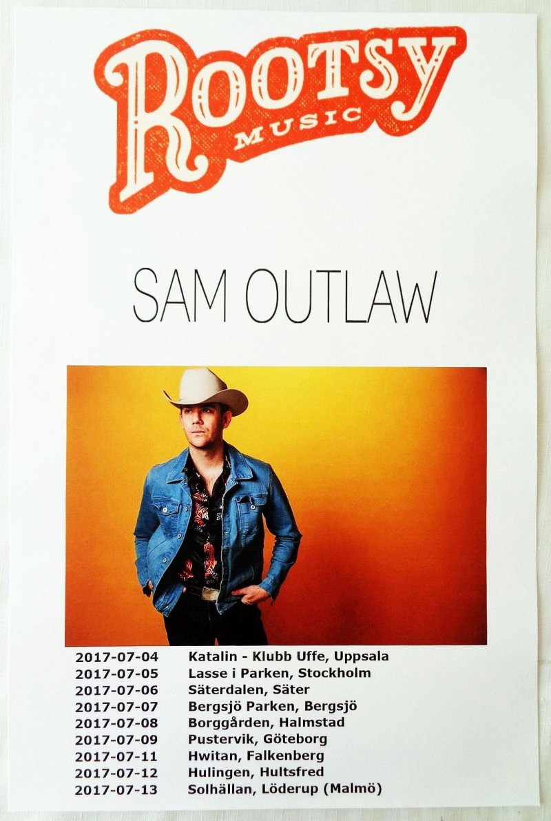 Image 0 of Outlaw SAM OUTLAW 2017 Tour POSTER Sweden Gig Concert