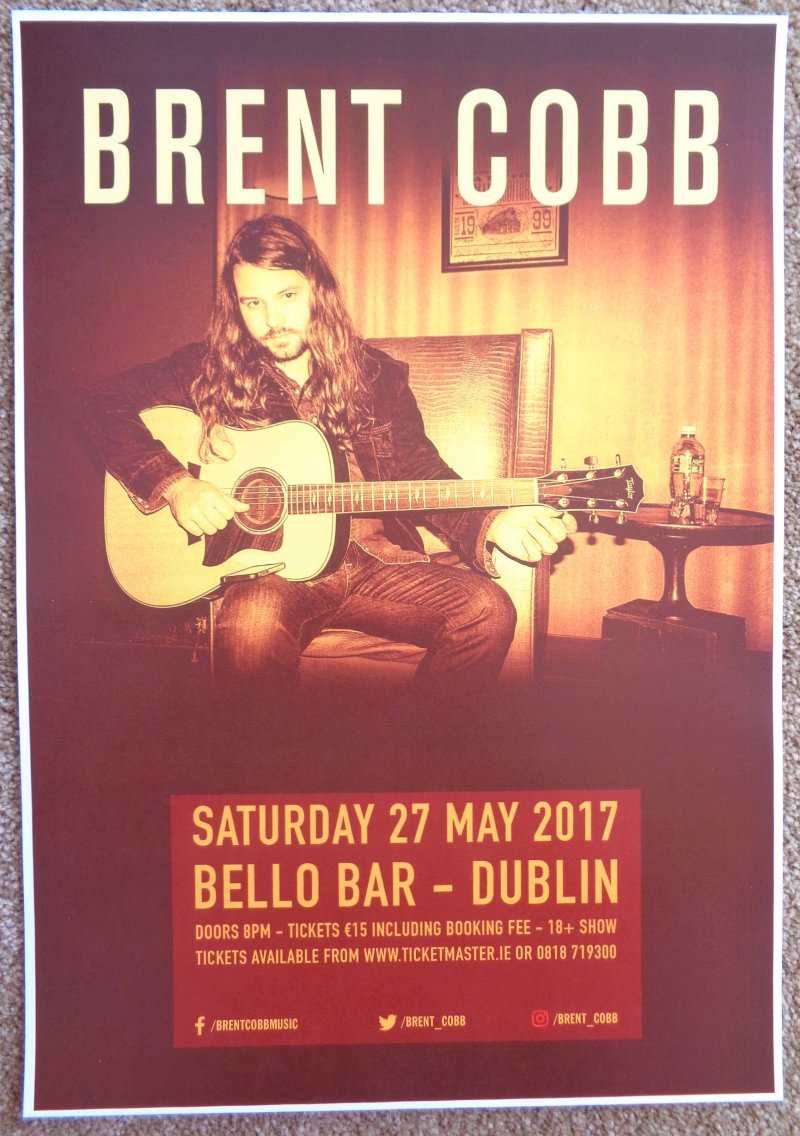 Cobb BRENT COBB 2017 Gig POSTER Dublin Ireland Concert