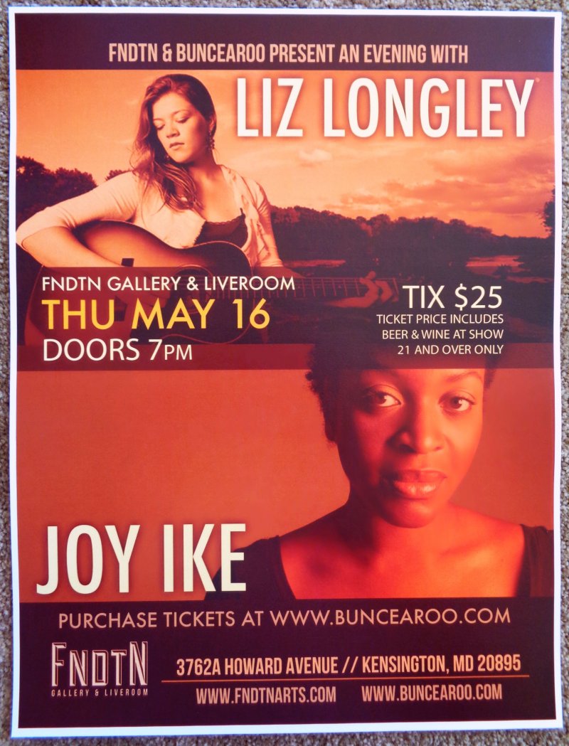 Image 0 of Longley LIZ LONGLEY 2013 Gig POSTER Kensington Maryland Concert