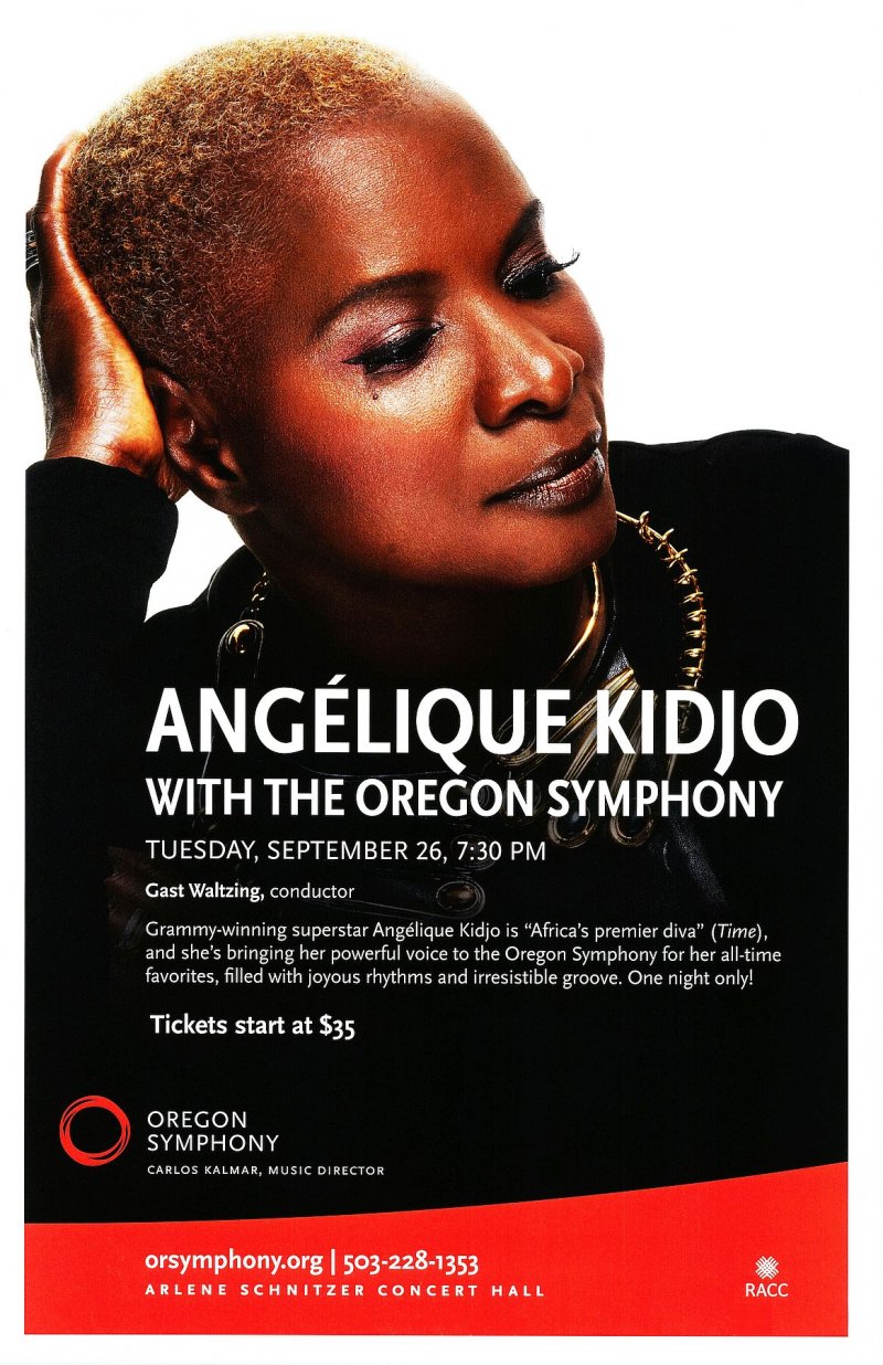 Image 0 of Kidjo ANGELIQUE KIDJO 2017 Gig POSTER Portland Oregon Concert OREGON SYMPHONY